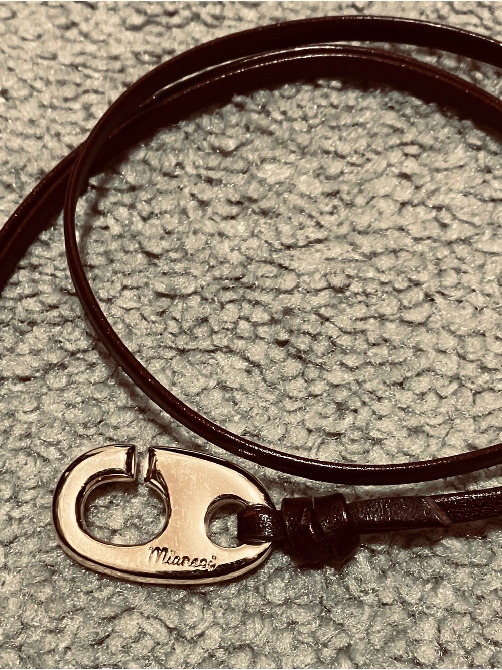 Miansai Brown Leather Wrap Bracelet with Gold Hook